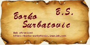 Borko Šurbatović vizit kartica